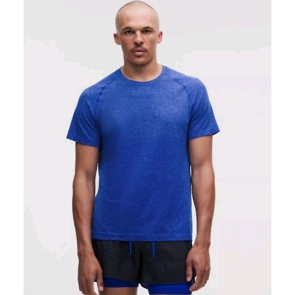 Lululemon Tech Short Sleeve Shirt Blue Crewneck Pullover Men XL @H4